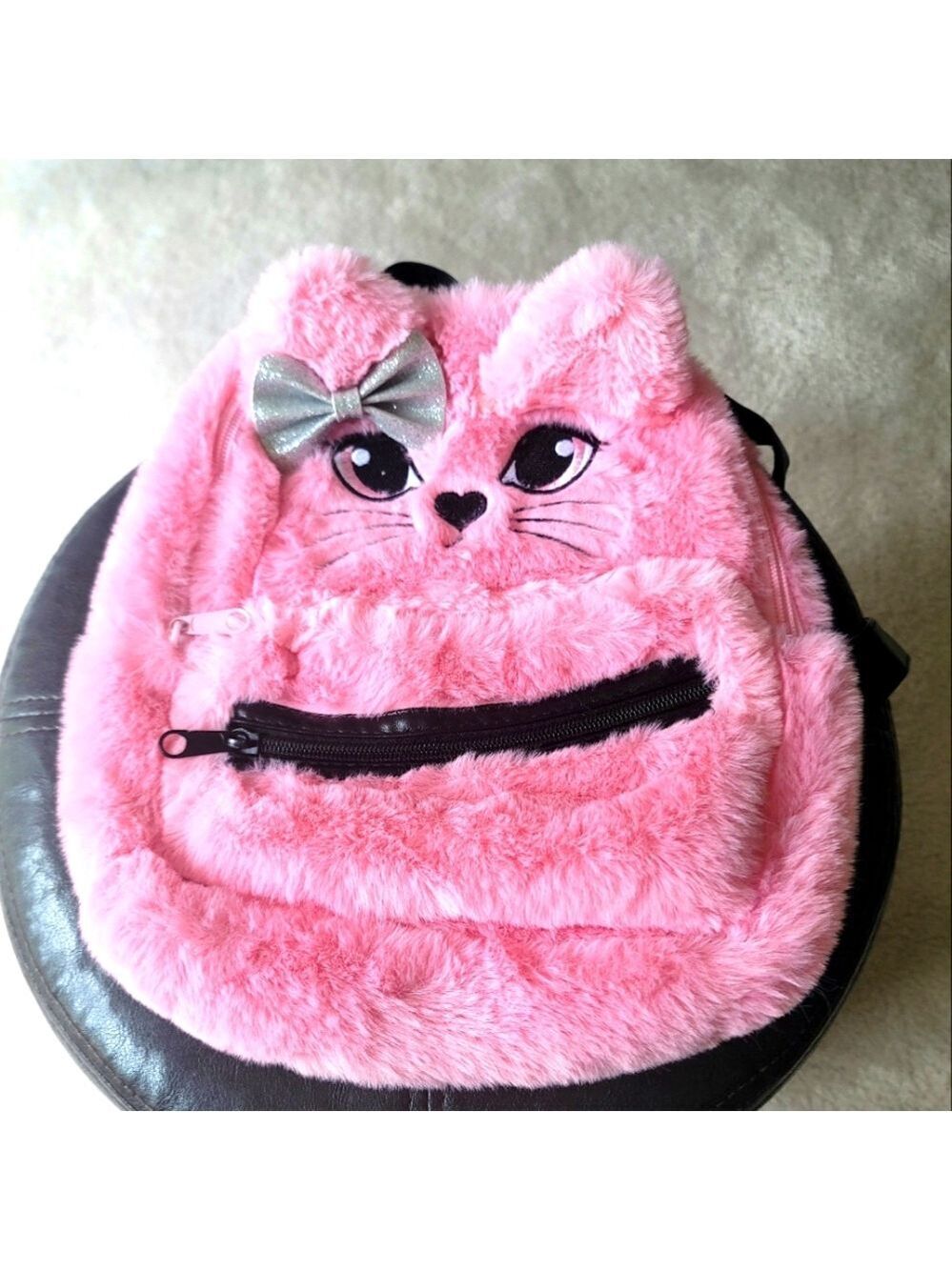 Plush Pink Kitty Backpack for Girls